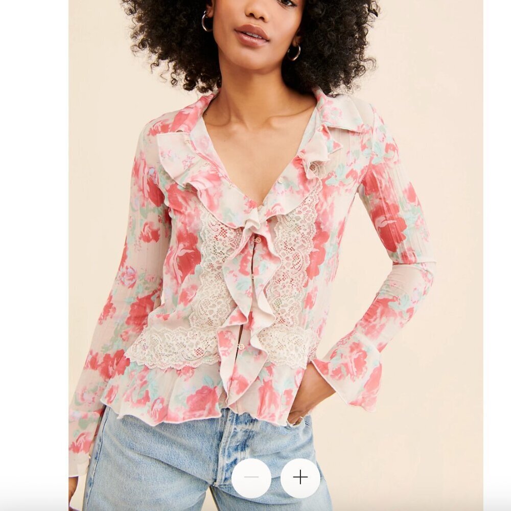 Free People floral lacy Bad At Love Blouse